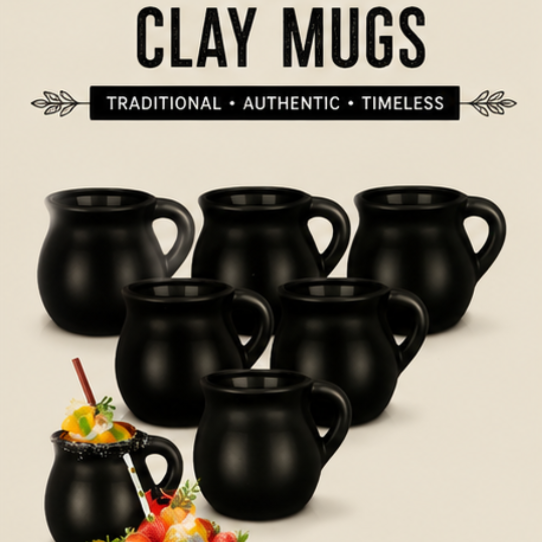 Cafe Unicorn Tradicion – Vintage Clay Style Mug Set (12oz, Set of 6)