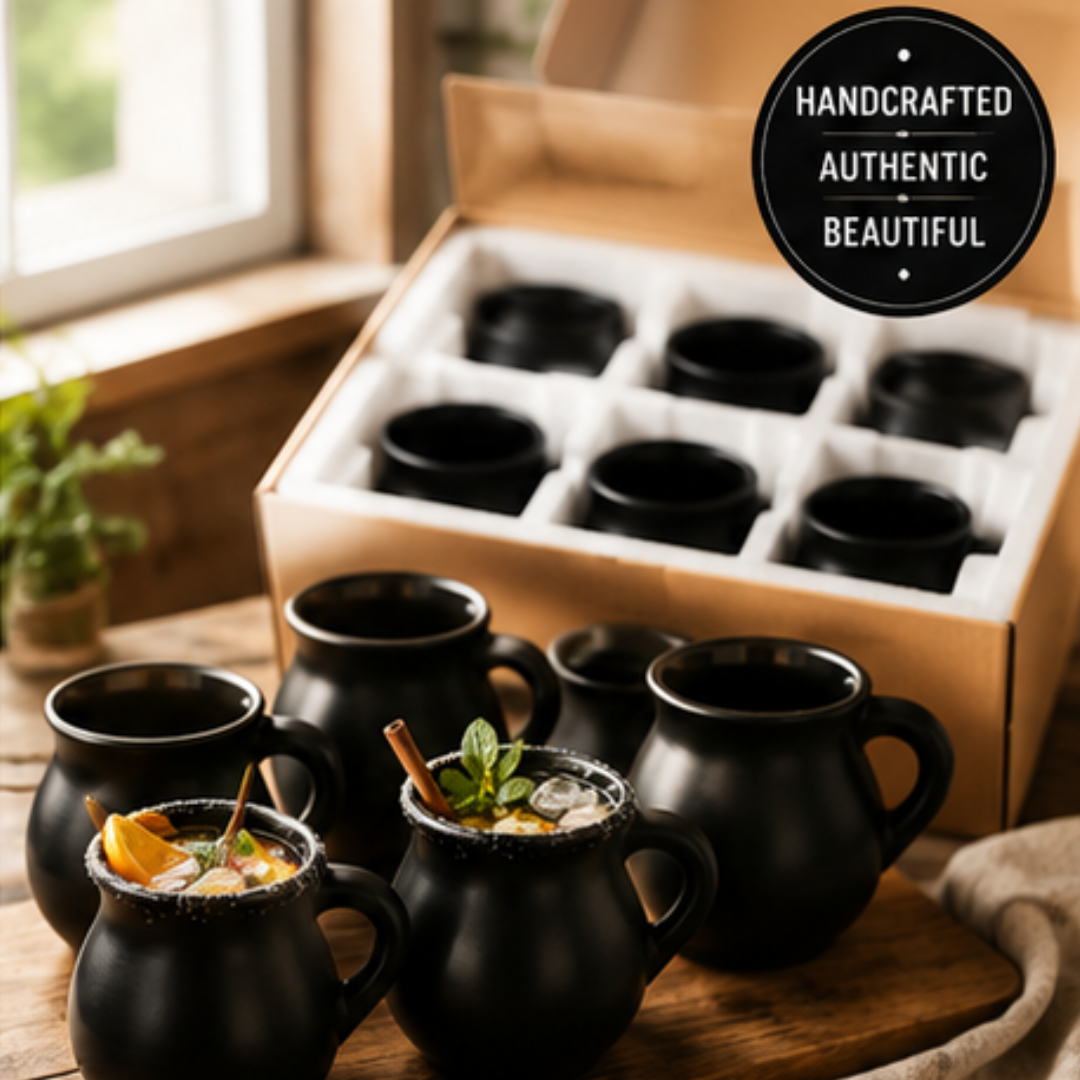 Cafe Unicorn Tradicion – Vintage Clay Style Mug Set (12oz, Set of 6)