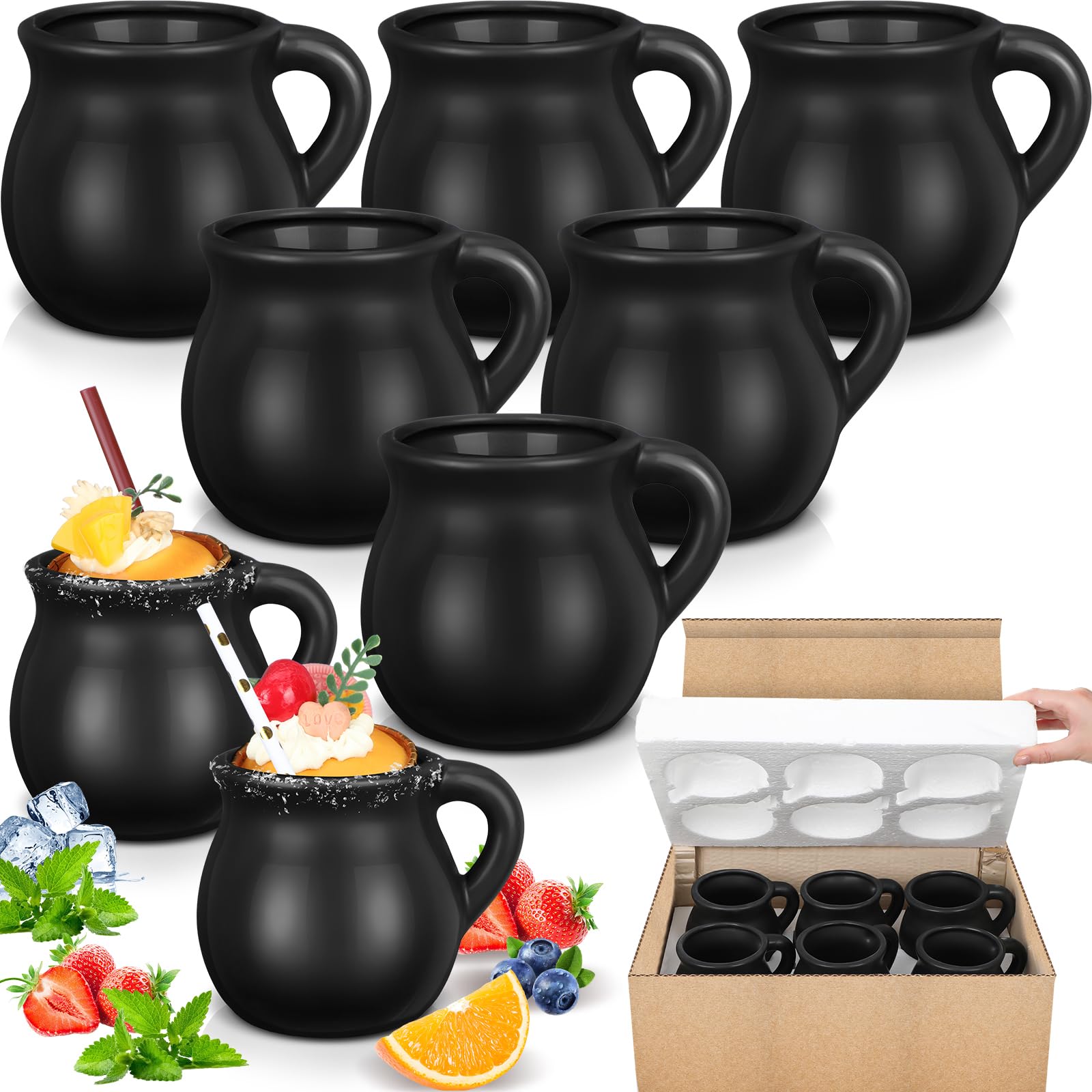 Cafe Unicorn Tradicion – Vintage Clay Style Mug Set (12oz, Set of 6)